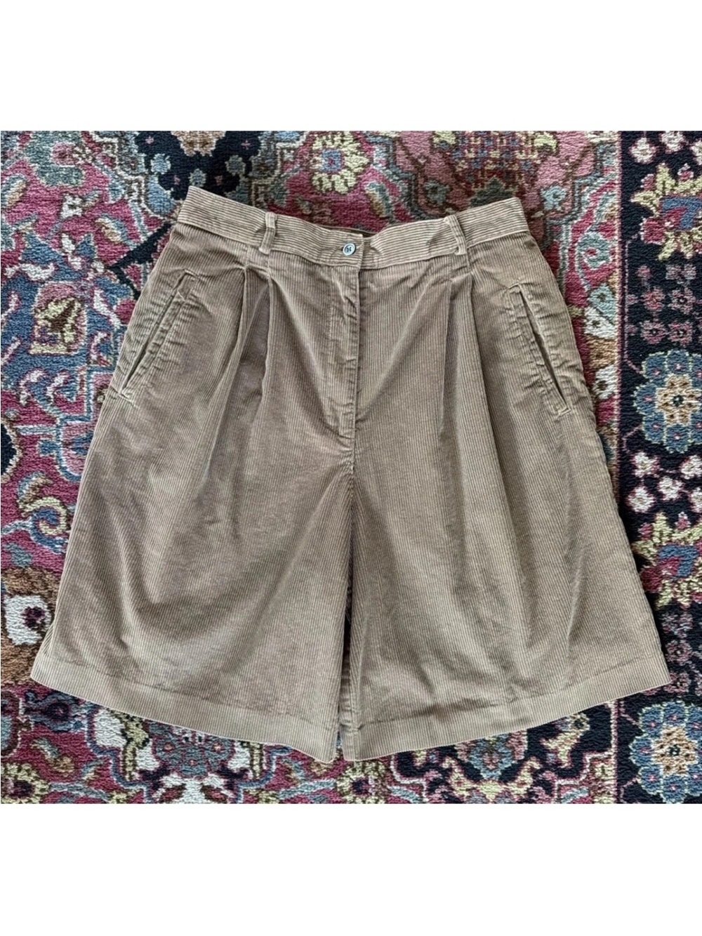90s Vtg Talbots Light Brown Corduroy Shorts Cotton Size 14 High Rise 30” Waist